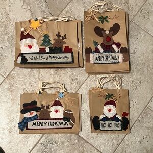 Festive Holiday Gift Bags Set of 26 Snowman, Santa, Reindeer Oh My! Set of 26